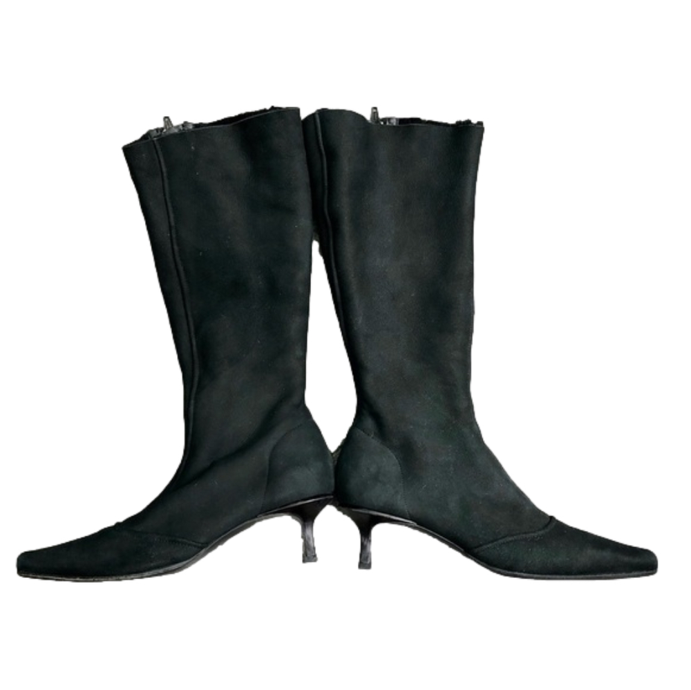 MARC CAIN ANKLE BOOT black leather suede size 38 made in Italy